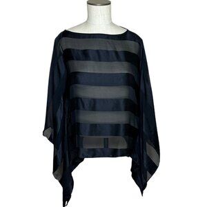 Tanner Womens Silk Blouse Size M/L Black Semi Sheer Formal Evening Glam Top NEW